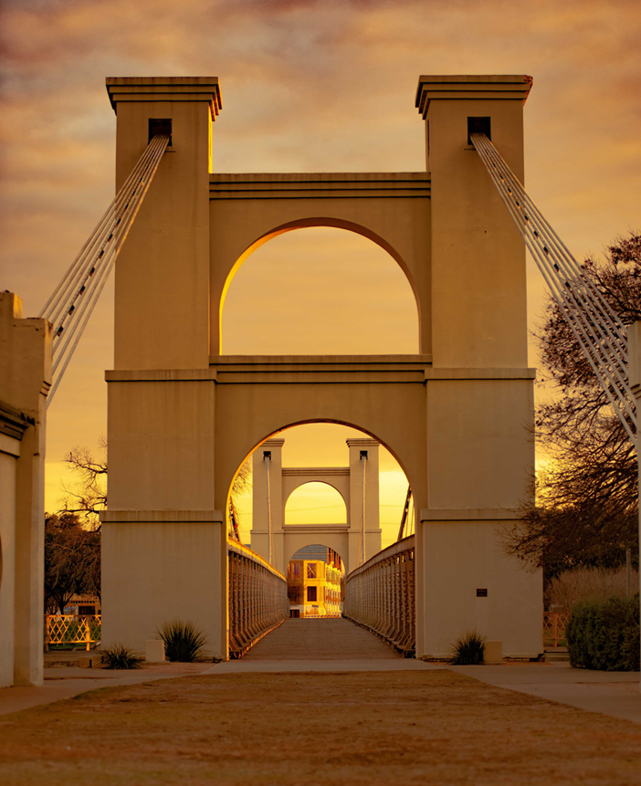 Hamilton Lindley Waco Texas USA Suspension Bridge at Dawn